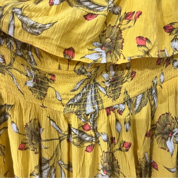 Express Yellow Floral Strapless Mini Dress, Large - Picture 3 of 5